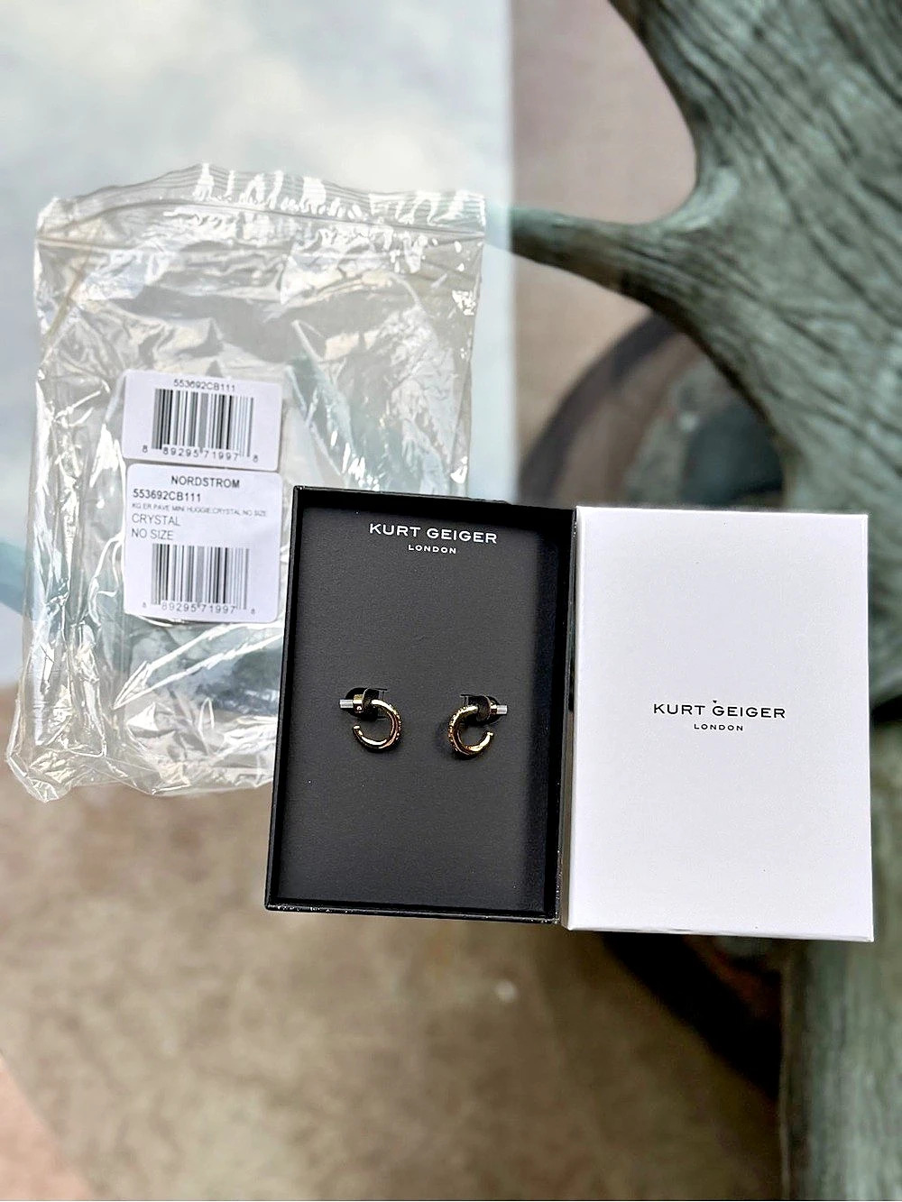 Kurt Geiger Gold Textured Hoop Earrings NWT
